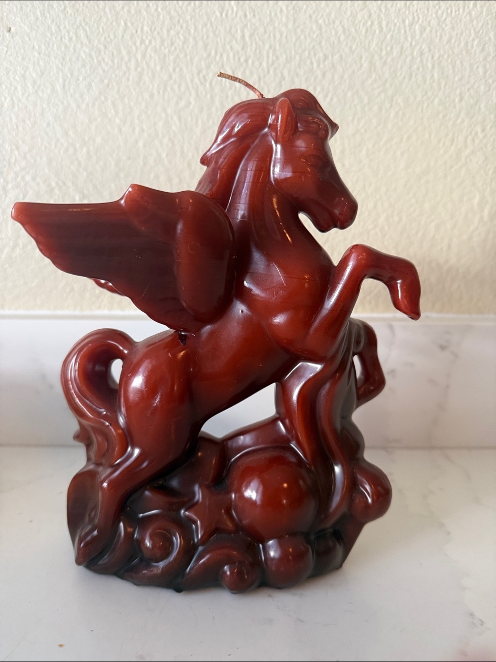 Vintage  Deep Red Pegasus Sculpture Candle